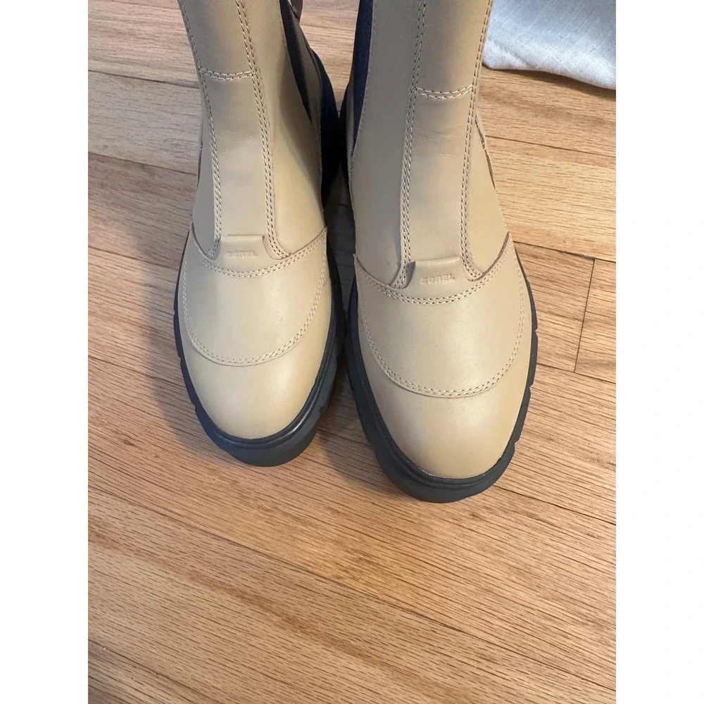Sorel Brex Boot Chelsea Tan Black Waterproof Platform Ankle Boots Womens 8